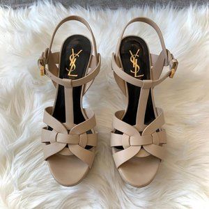 YSL Saint Laurent Tribute Beige platform sandals